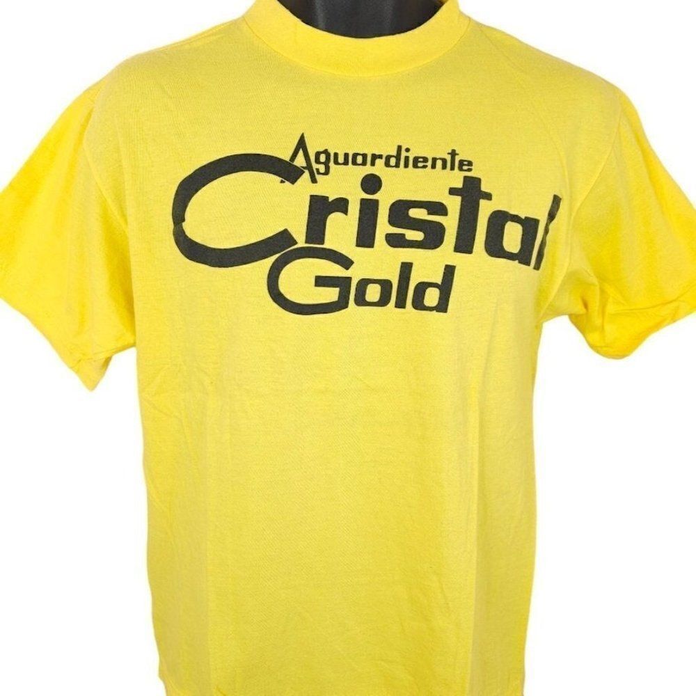 Vintage Aguardiente Cristal Gold T Shirt Mens Size Small 80s Anise Liqueur